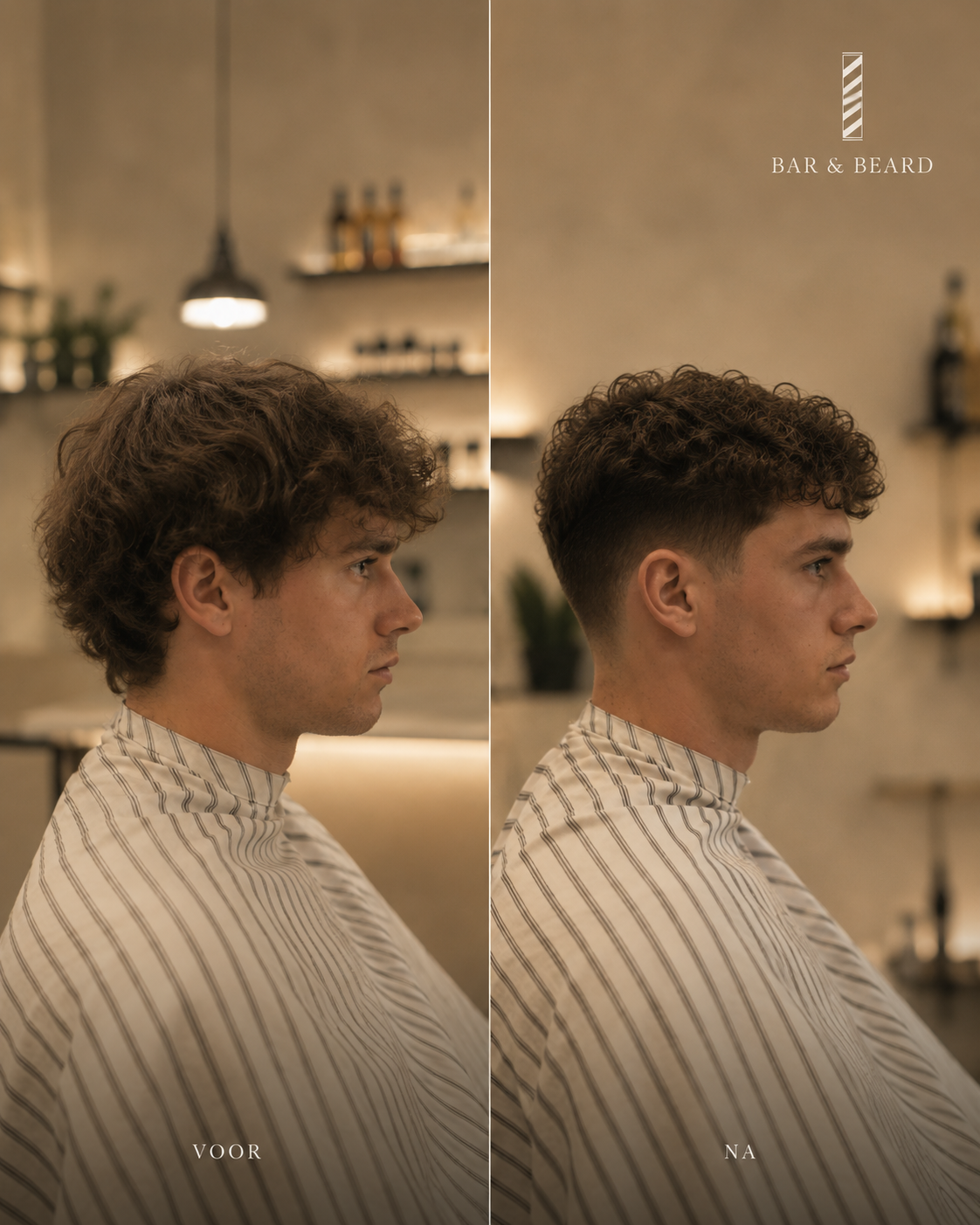 Voor en na: korte textured haircut met baardlijn